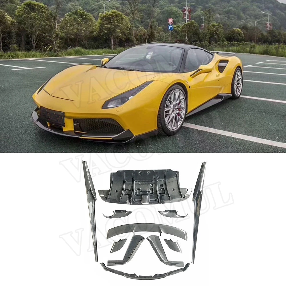 

Dry Carbon Fiber Front Lip Spoiler Side Skirts Aprons Rear Lip Diffuser Rear Spoiler Body kit for Ferrari 488 GTB 2015-2018