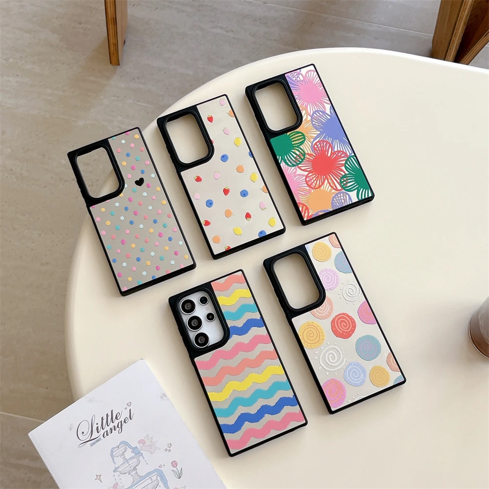 

Colorful Point Phone Case For Samsung Galaxy S25 S24 S23 Ultra Plus Hard Back Shockproof Mirror Case