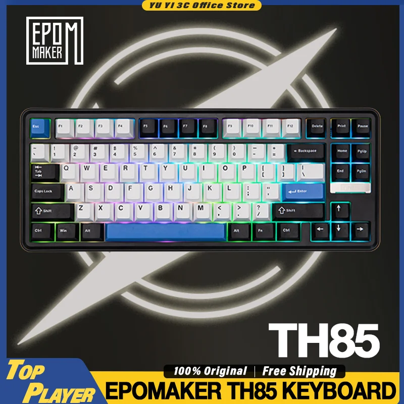 

EPOMAKER TH85 Mechanical Keyboard BT 2.4G Wireless Hifi Switch Customized Hot Swappable Dynamic RGB with Light Bar Support VIA