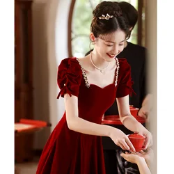 Autumn Winter Velvet Dress Chinese Bride Wedding Party Bridal Toast Clothes Elegant Novelty Cheongsam Female Big Size 3XL Qipao