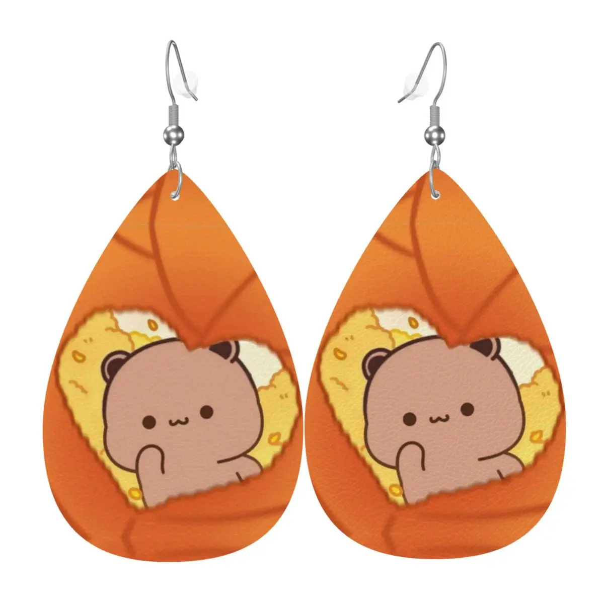 

Custom Funny Bubu And Dudu Leather Teardrop Earrings for Women Leather Earrings Fashion Lightweight for Parties Holidays