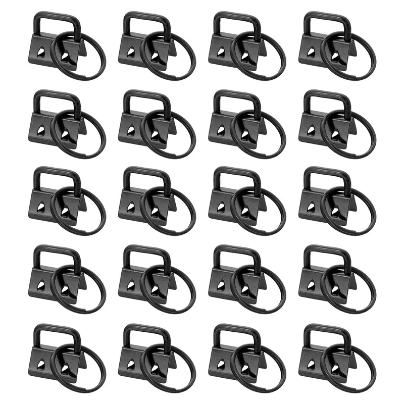 ABJO-Key Fob Hardware con anillos de llavero para correas de bolso, llavero de Metal negro, llavero con anilla, Hardware 20 piezas