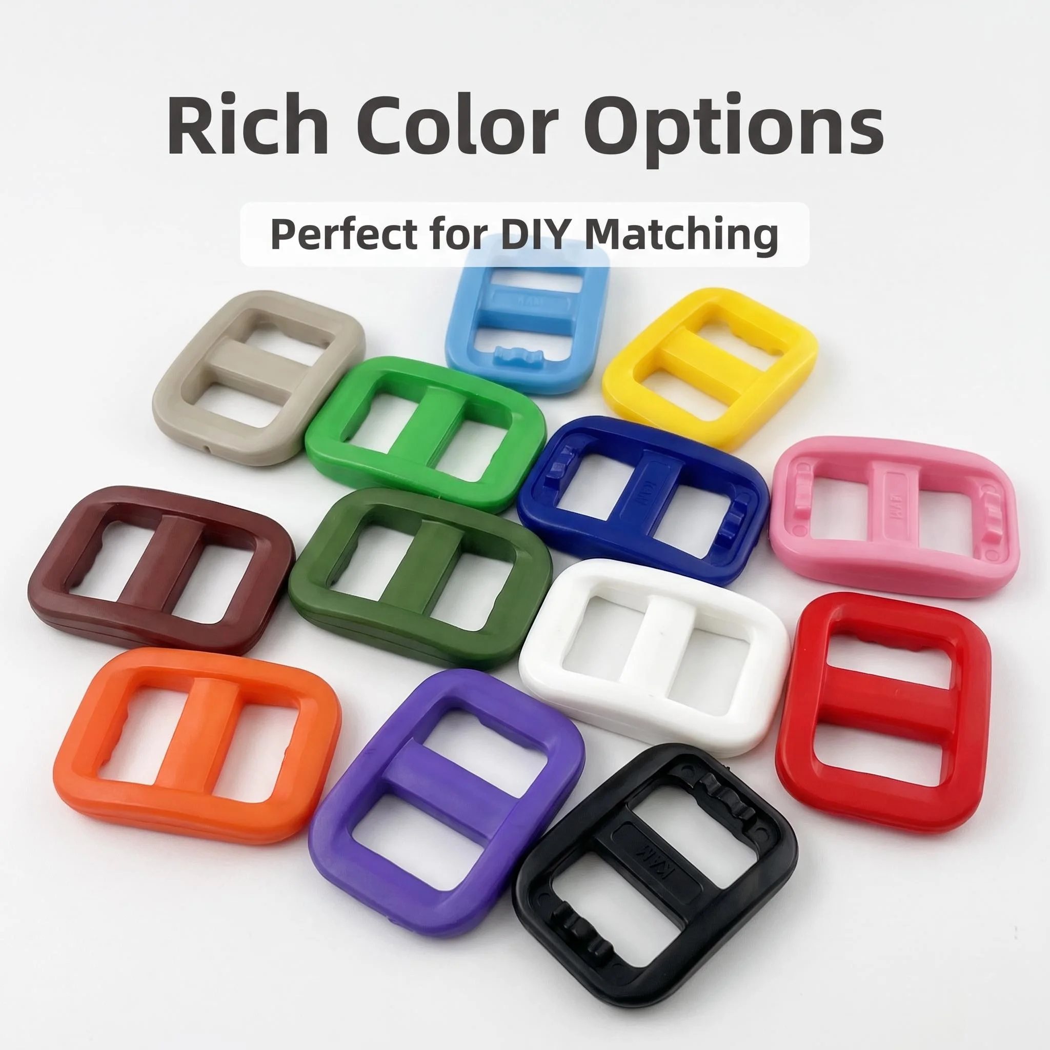 10 Pcs 3/8 inch Multiple Colors Plastic Slider Tri-Glide Adjust Buckles,Non-Slip Teeth, For Cat Dog Collar Backpack Straps