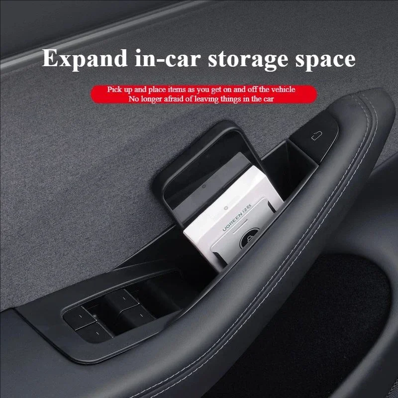 ل تسلا نموذج Y العرعر 2025 مقبض الباب صندوق تخزين الملحقات الداخلية نموذج 3 هايلاند مقبض داخلي المنظم حامل هاتف