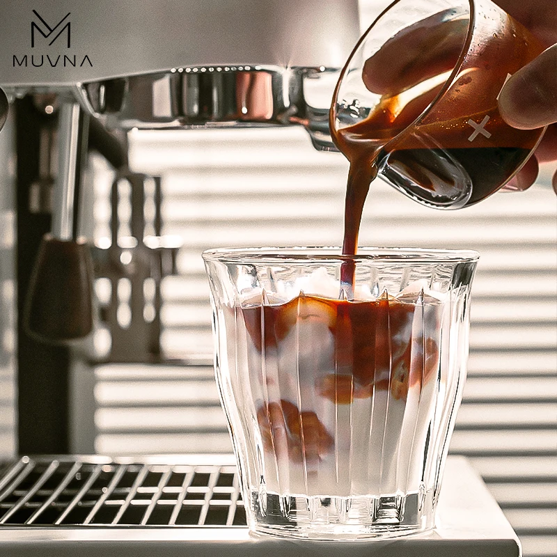 MUVNA Glass Coffee Cup 100ml 160ml 220ml 320ml Espresso Cups Coffee Accessories Anti-Scald Coffee Mugs Glass Transparent Gray