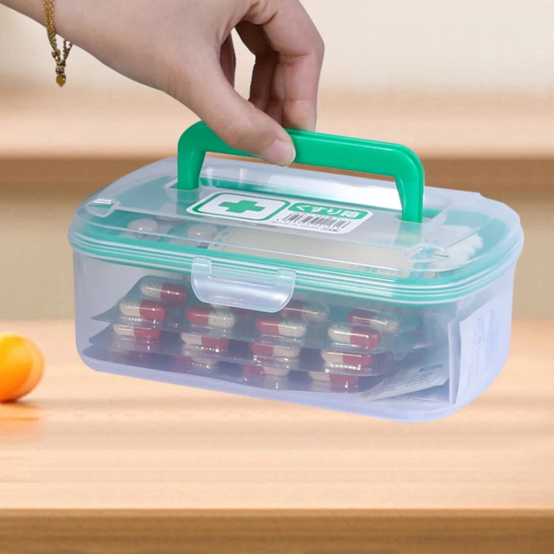 Transparent Medical Box Household Small Medicine Box Portable Multifunctional Plastic Medicine Storage Box First Aid Kit