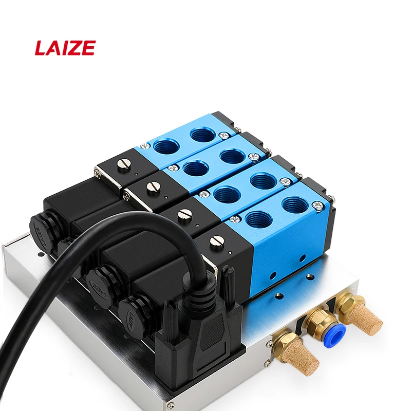 4V210 Solenoid Valve Island 4-12 Station Integrated Valve Manifold DC24V Pneumatic Control Valve Block For Automation Equipment