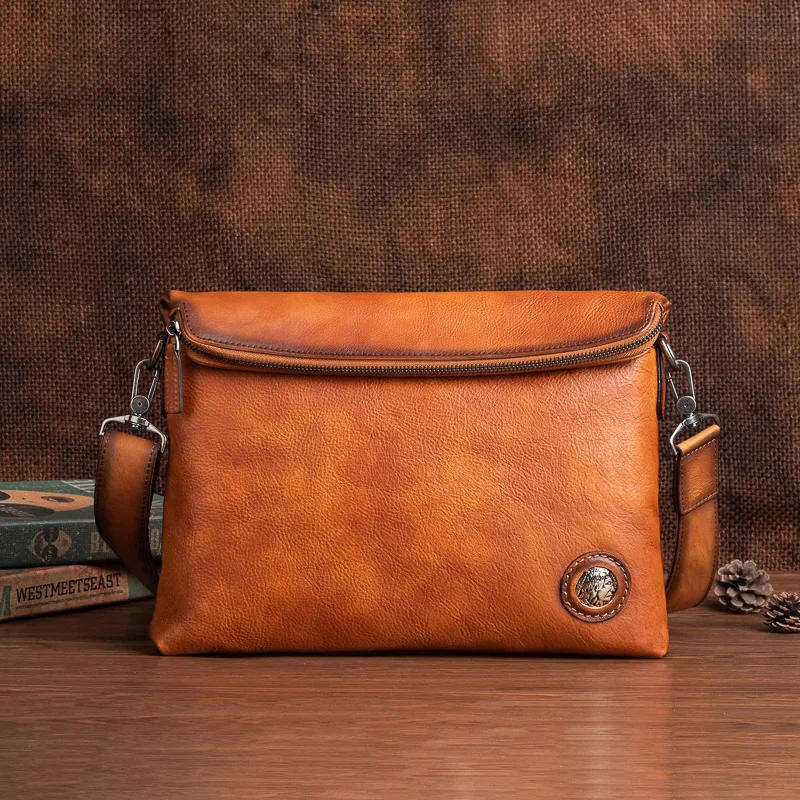 2024 nova bolsa de ombro dos homens do couro do vintage saco do mensageiro do couro genuíno elegante casual masculino grandes sacos crossbody