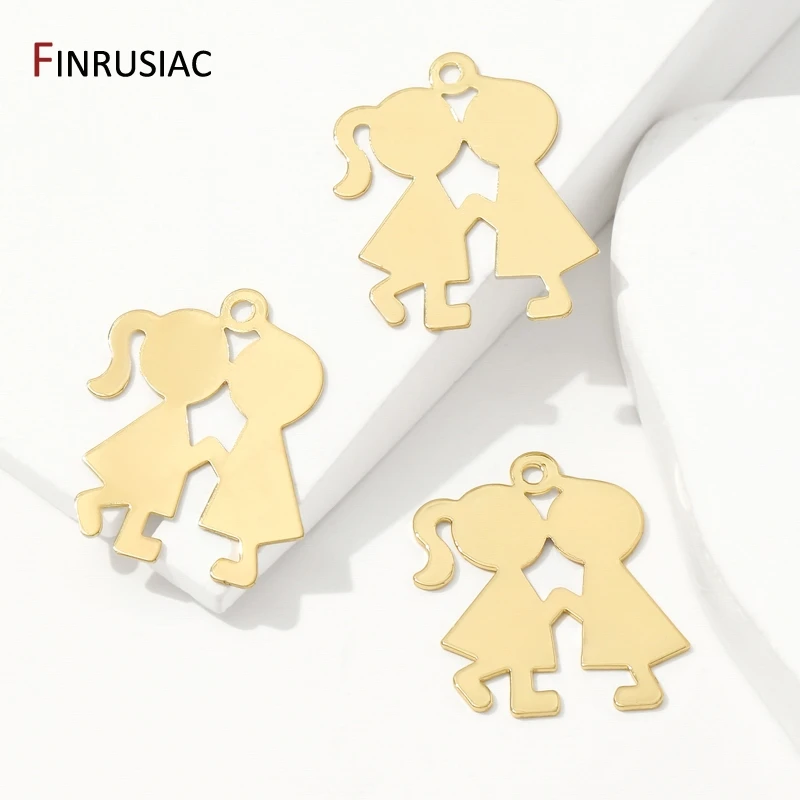 18K Gold Plated Brass Boys and Girls Charms Pendants For Earring,Family Charms for DIY Necklace Making Accessories