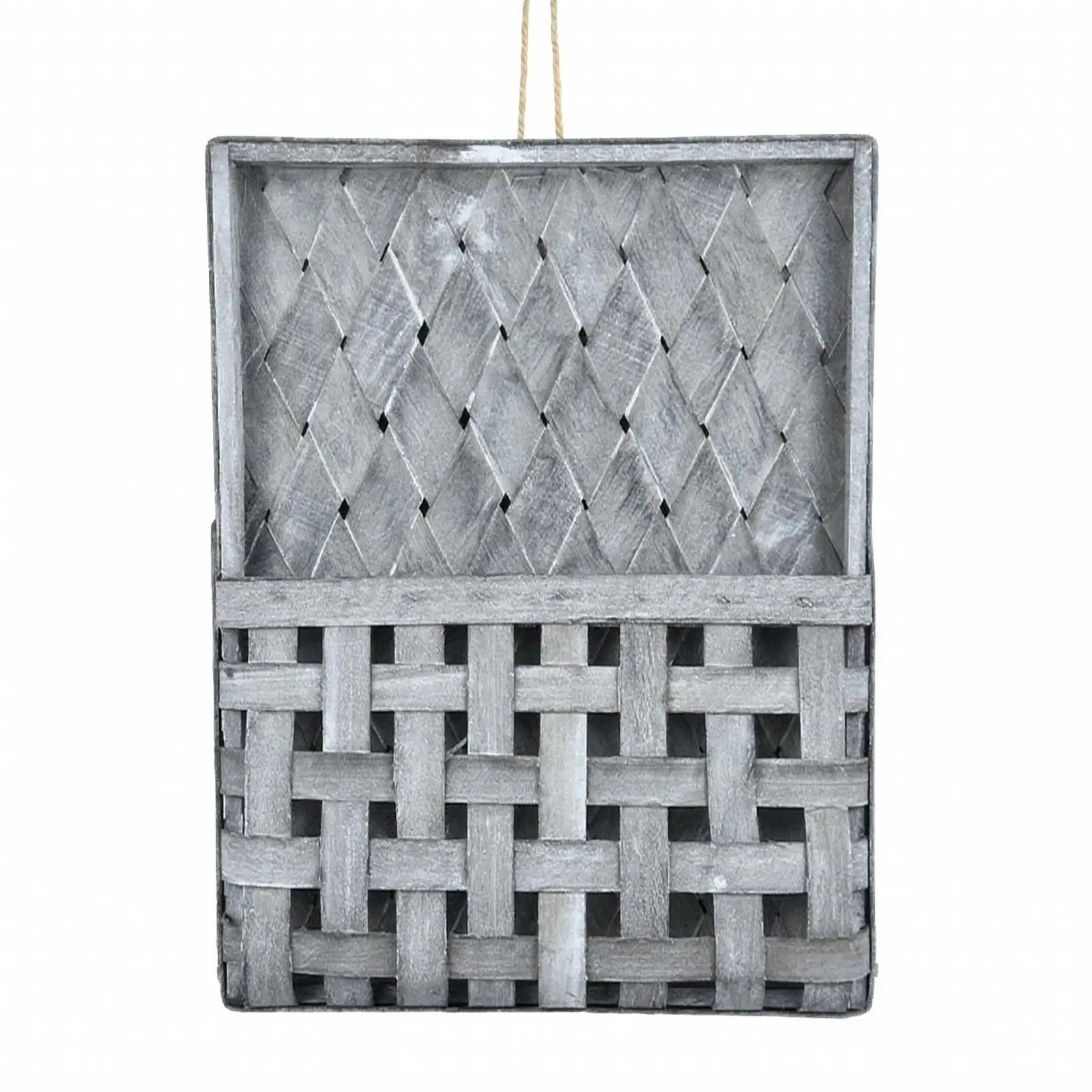 Hanging Wood Wall Basket with Open Weave Design for Fresh Flowers and Lightweight Organizing