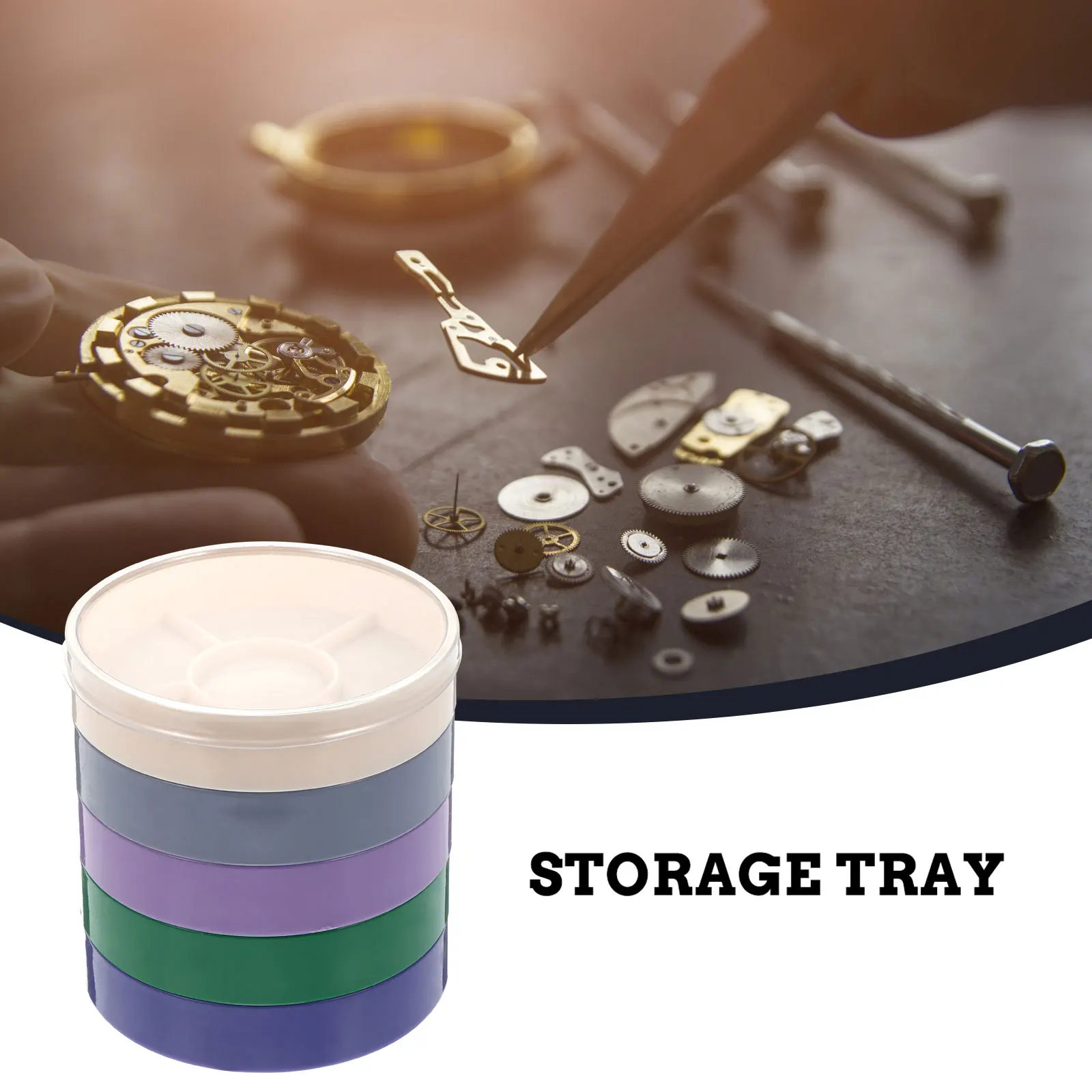 

5 Layers Parts Storage Tray Tool Box Watchmaker Tray 5 Compartments ganizers Container Case Dust Cover