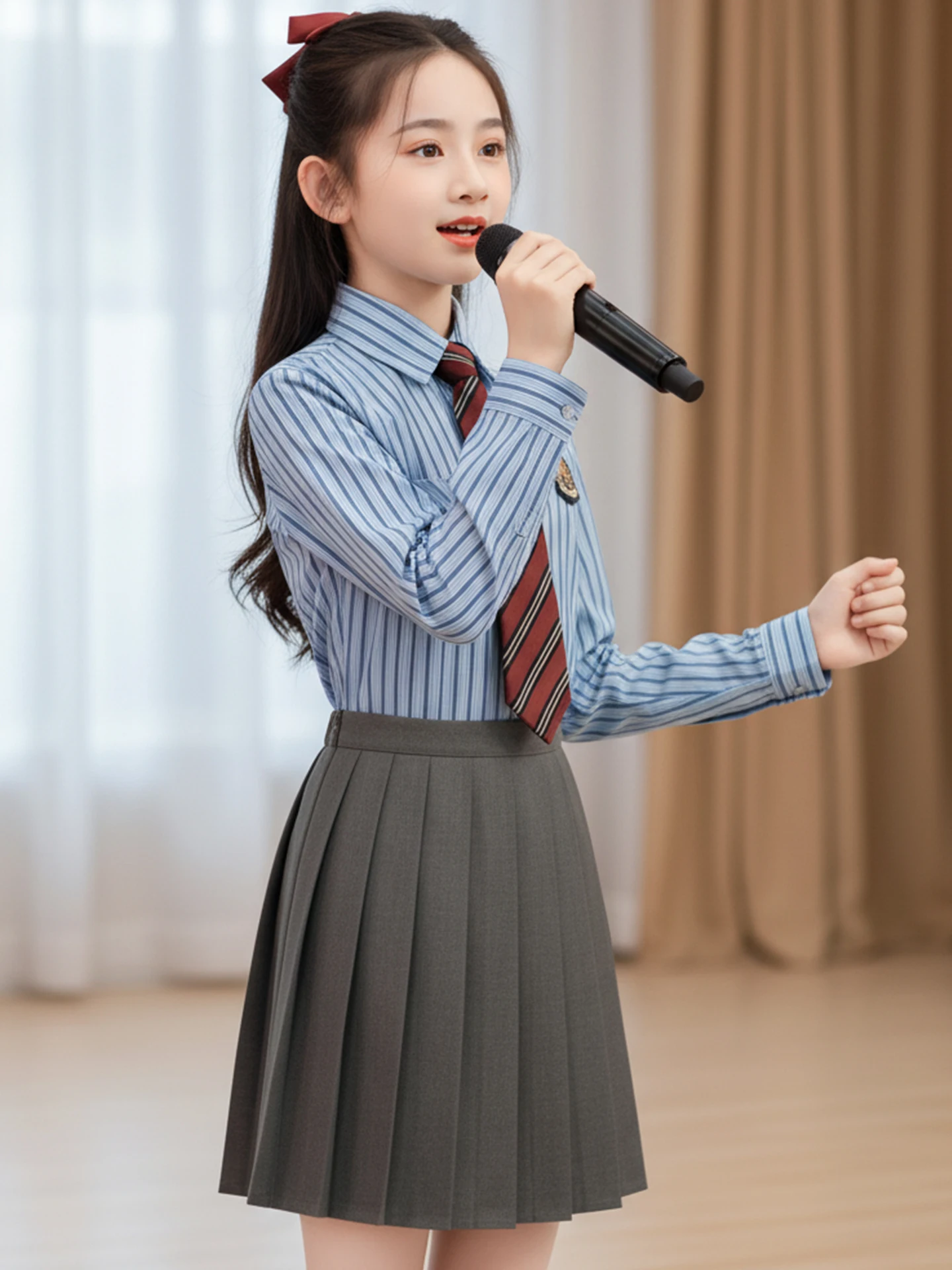 

Костюм для выступления на День защиты детей, национальный наряд для девочек начальной школы, костюм для хора, для ведущей, для патриотического выступления