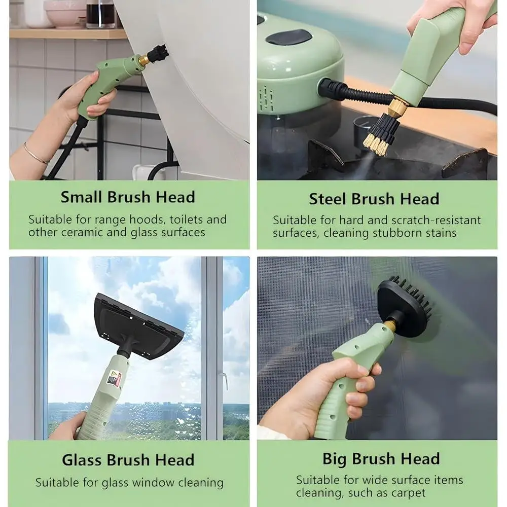 Портативный ручной пароочиститель 2500 Вт, регулируемый паровой очиститель высокого давления, 1,1 л, резервуар для воды, 15 с, быстрый нагрев, универсальная глубокая очистка