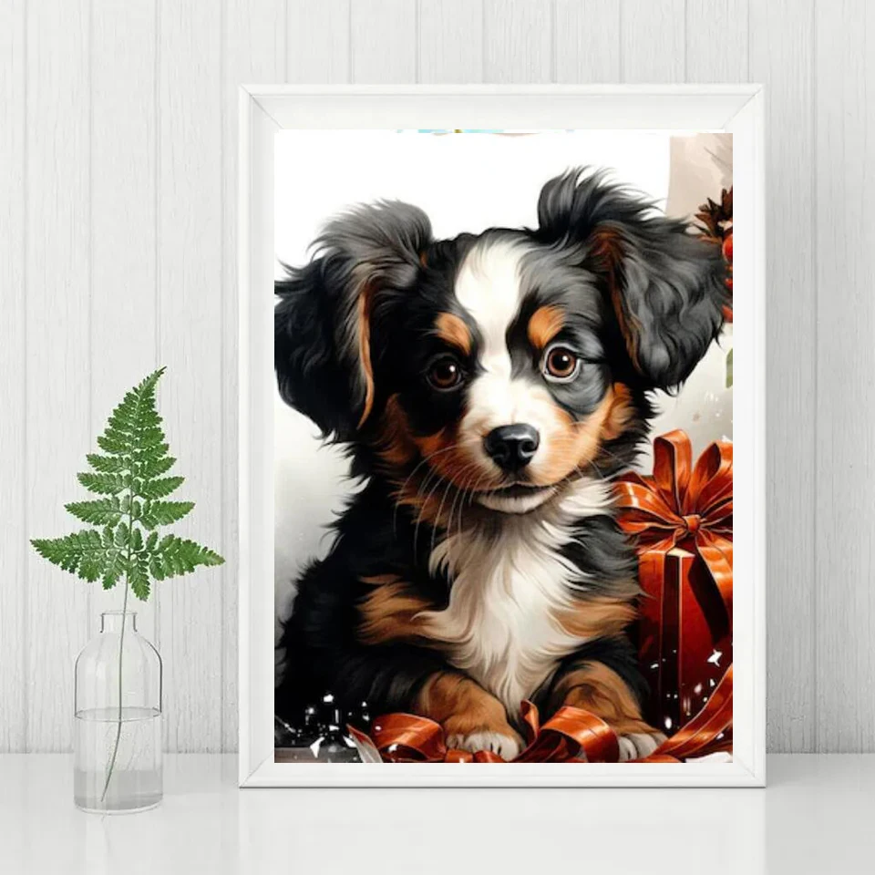 Christmas Puppy Bernese Mountain Dog DIY Full Diamond Painting Animal Full Cross Stitch Diamond Mosaic Embroidery Home Decor