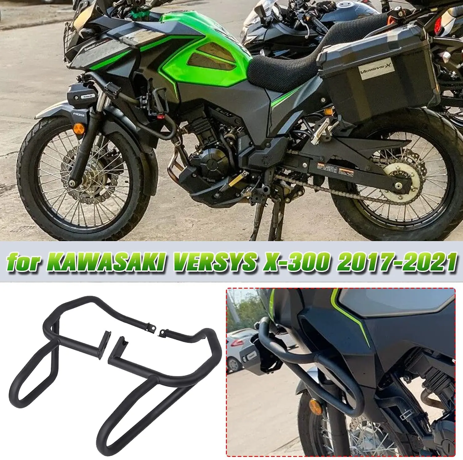 XXUN Motorcycle Accessories Highway Crash Bar Frame Falling Protector for Kawasaki Versys X300 2017 2018 2019 2020 2021 2022