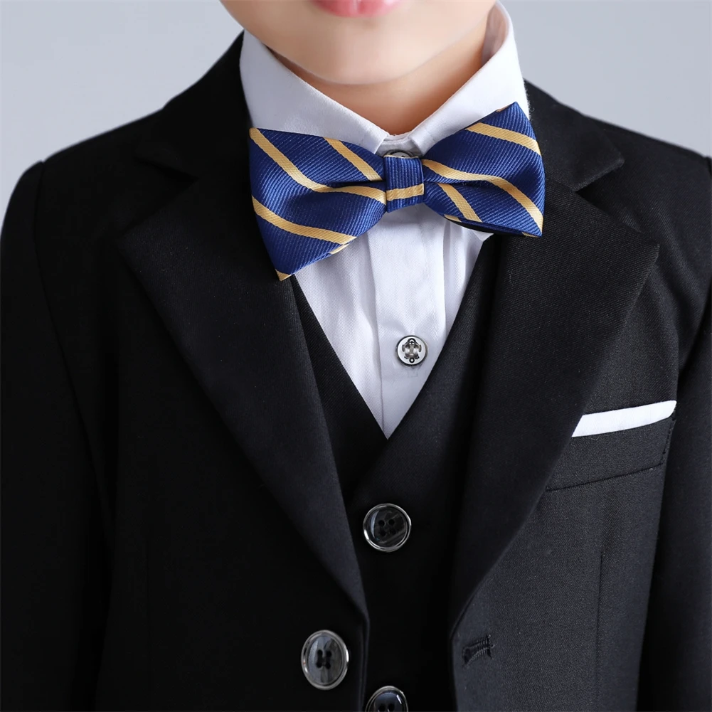 Brand Selection Schwarzes Anzugset für Kinder von 3–14 Jahren, dreiteiliges formelles Anzugset für Jungen für Hochzeit, Kommunion, Schulanfang – Detail 4