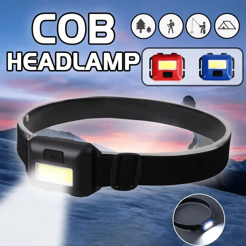 

Mini Headlamp Portable Compact COB Headlight Requires 3*AAA Batteries(Batteries Not Included) for Outdoor Hiking Camping Fishing