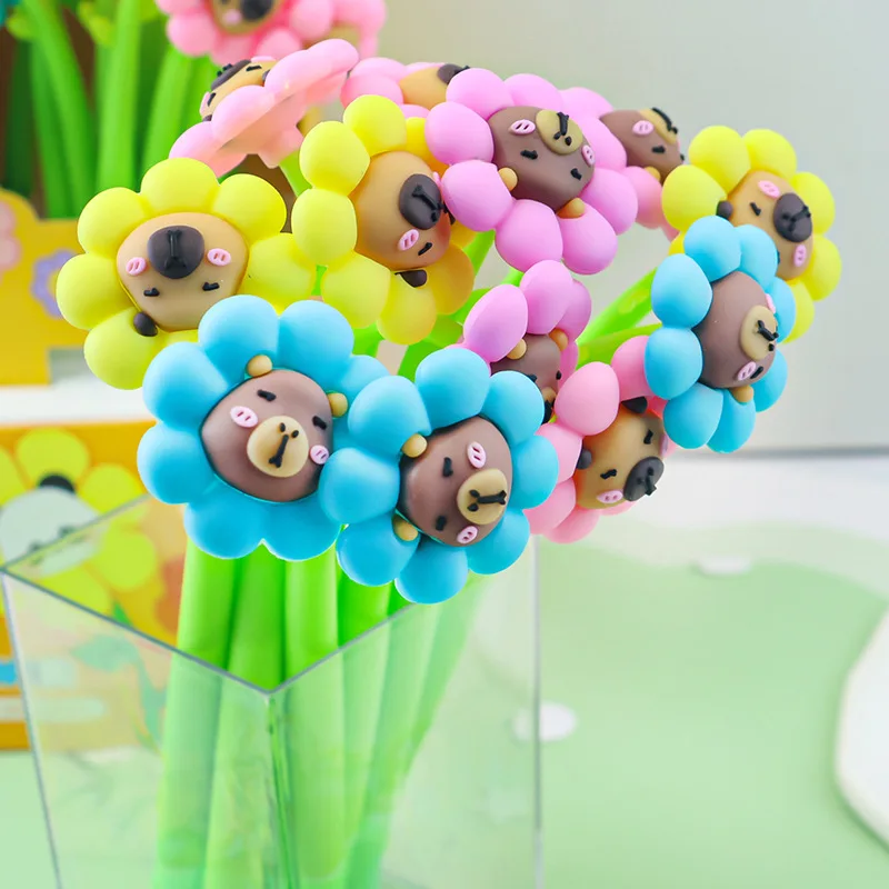 

Набор нейтральных ручек Shake Music Capybara с цветами Kapibara, мягкая гелевая ручка, студенческие призы, письменные принадлежности