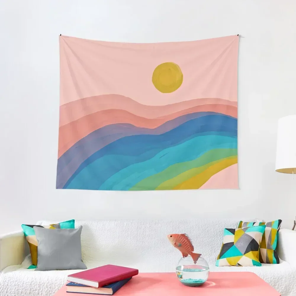 Happy Color Mountain Landscape - Abstract Art Painting - Morgan Harper Nichols Tapestry Decor For Room For Bedroom Tapestry