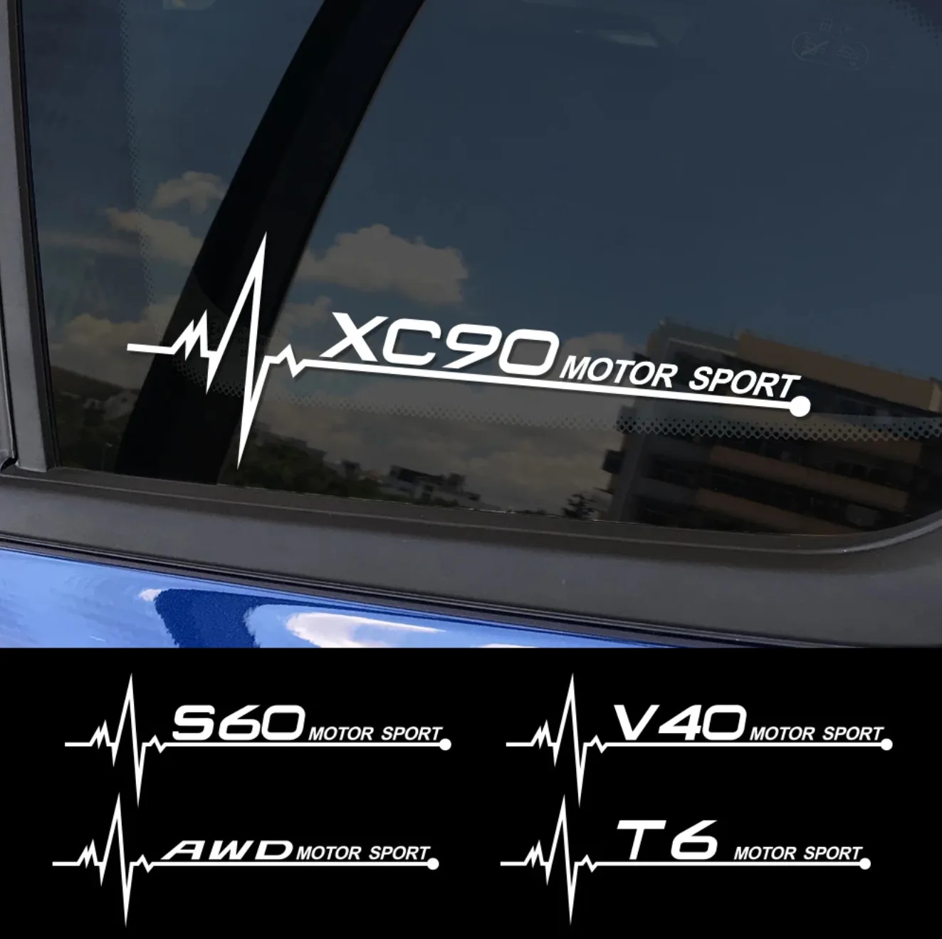 

2PCS Auto Side Window Stickers For Volvo AWD S60 XC90 V40 V50 V60 S90 XC60 XC40 T6 Motor Sport Trim Styling Decals Accessories