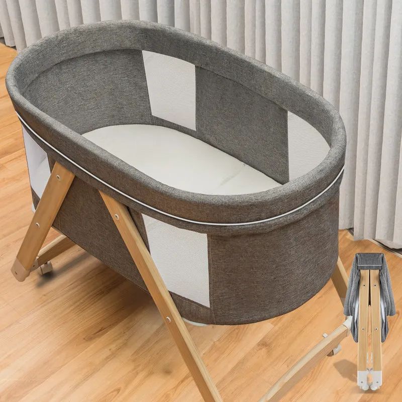 Household foldable mobile small bed cradle bed splicing large folding bed