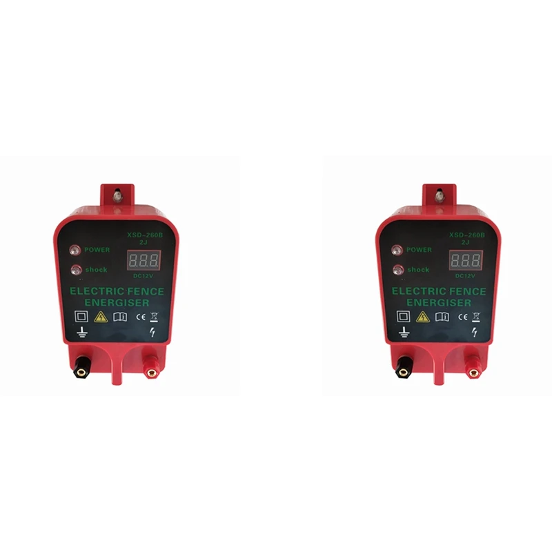 

2X 10KM Electric Fence Livestock High Voltage Pulse Controller Alarm Waterproof LCD Voltage Display(EU Plug)