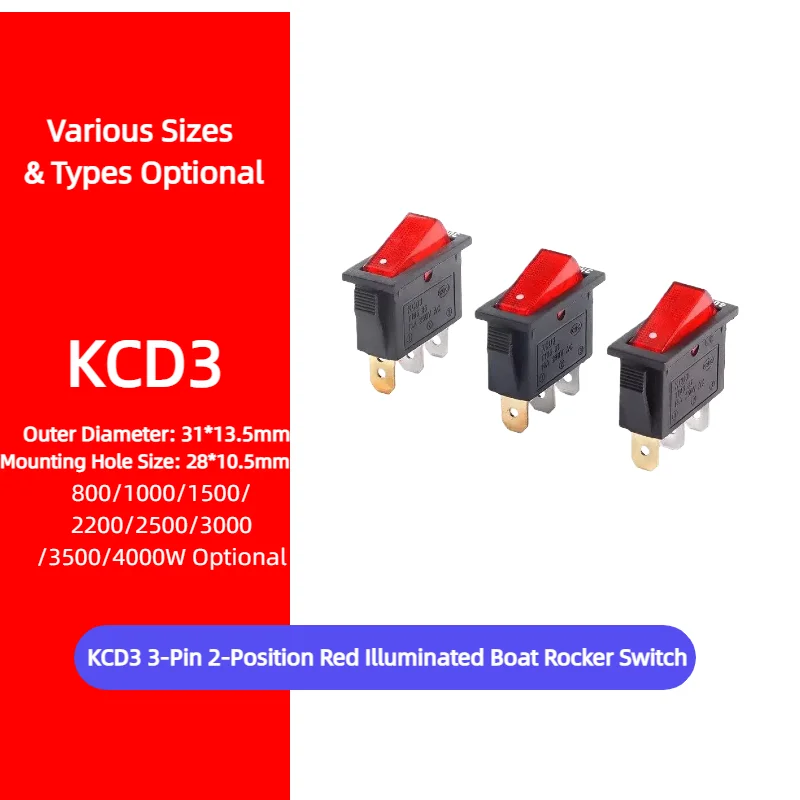 KCD3 Boat Rocker Switch 3 Pin 2 Pos 16A Silver Contact High Current Power Button Camper Van Auto Electrical UTV