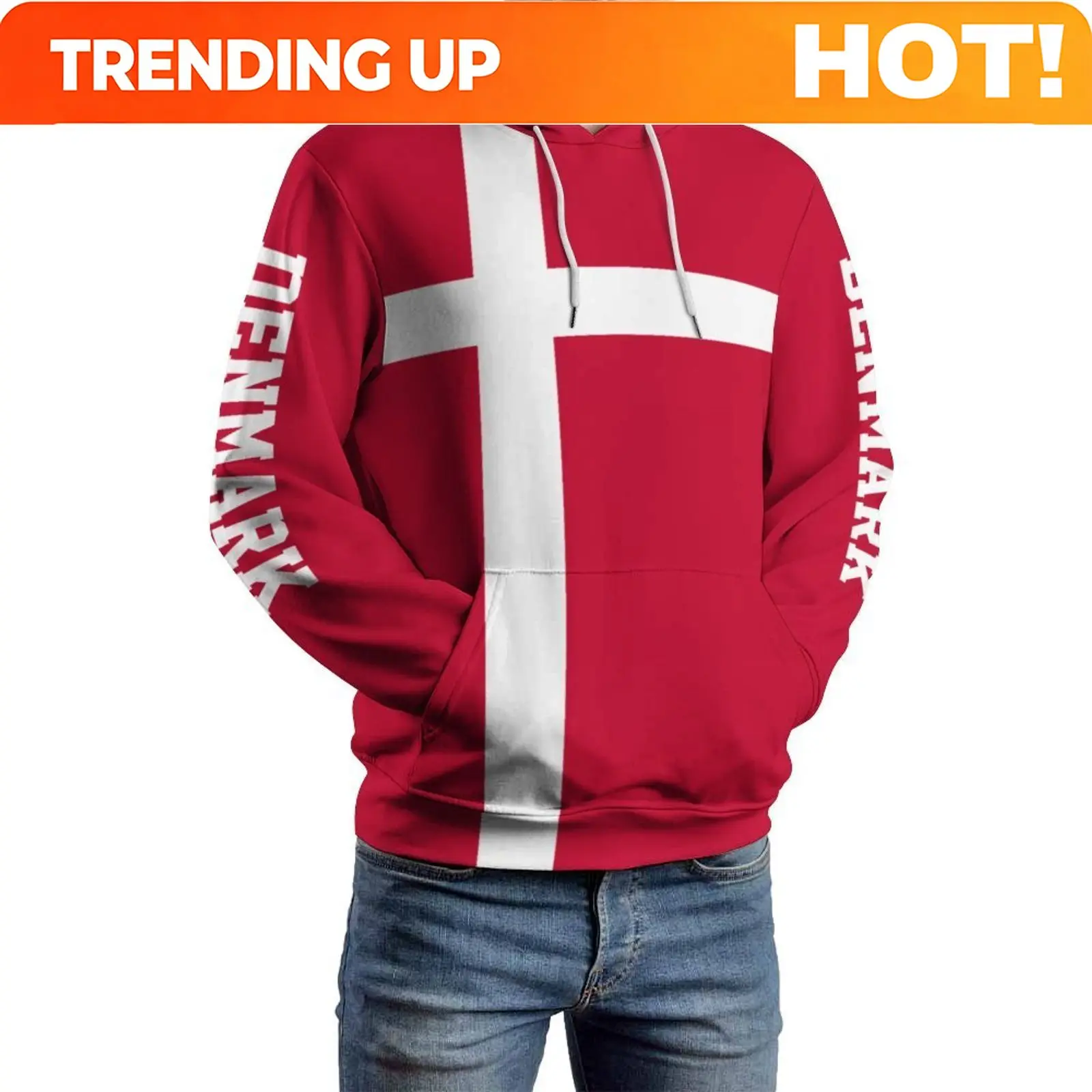 Unisex 3D Hoodie Denmark Flag Men Women Polyester Harajuku Sweatshirt Pullover Hoodies Casual Cool