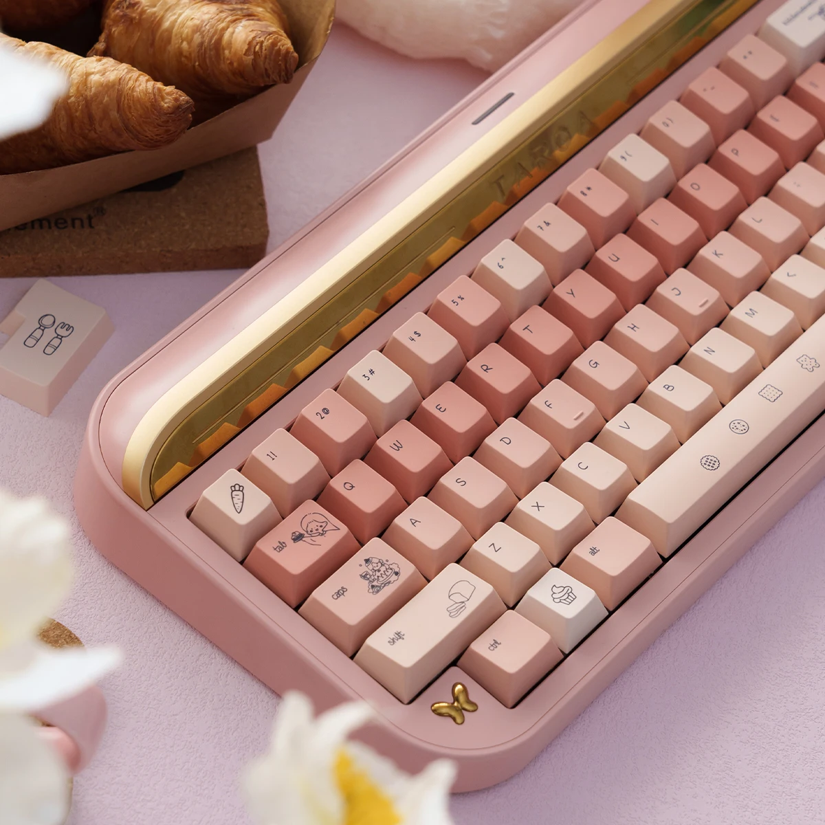 Cooking Girl Pink Gradient Keycap 144Keys Iso Alice Layout Keycap Pbt Sublimation Cherry Pbt Keycap Set