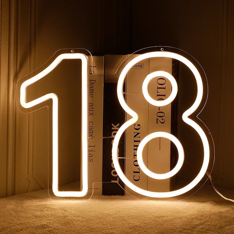 Custom Night Light 18 Number Letter 21 led lights Neon Signs For Home Decorative Lamp Room Wall Lighting Closet