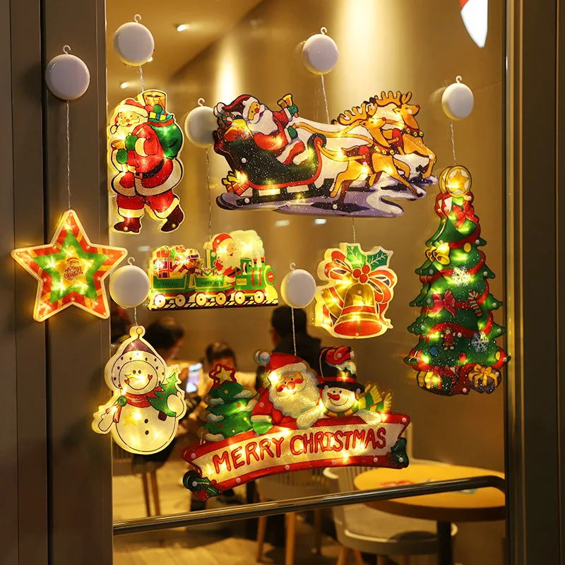 

NEW Christmas Lamp Window Hanging Lamp Christmas Decorative Lamp Shop Window Room Decoration LED Sucker Light Small Colored Lamp