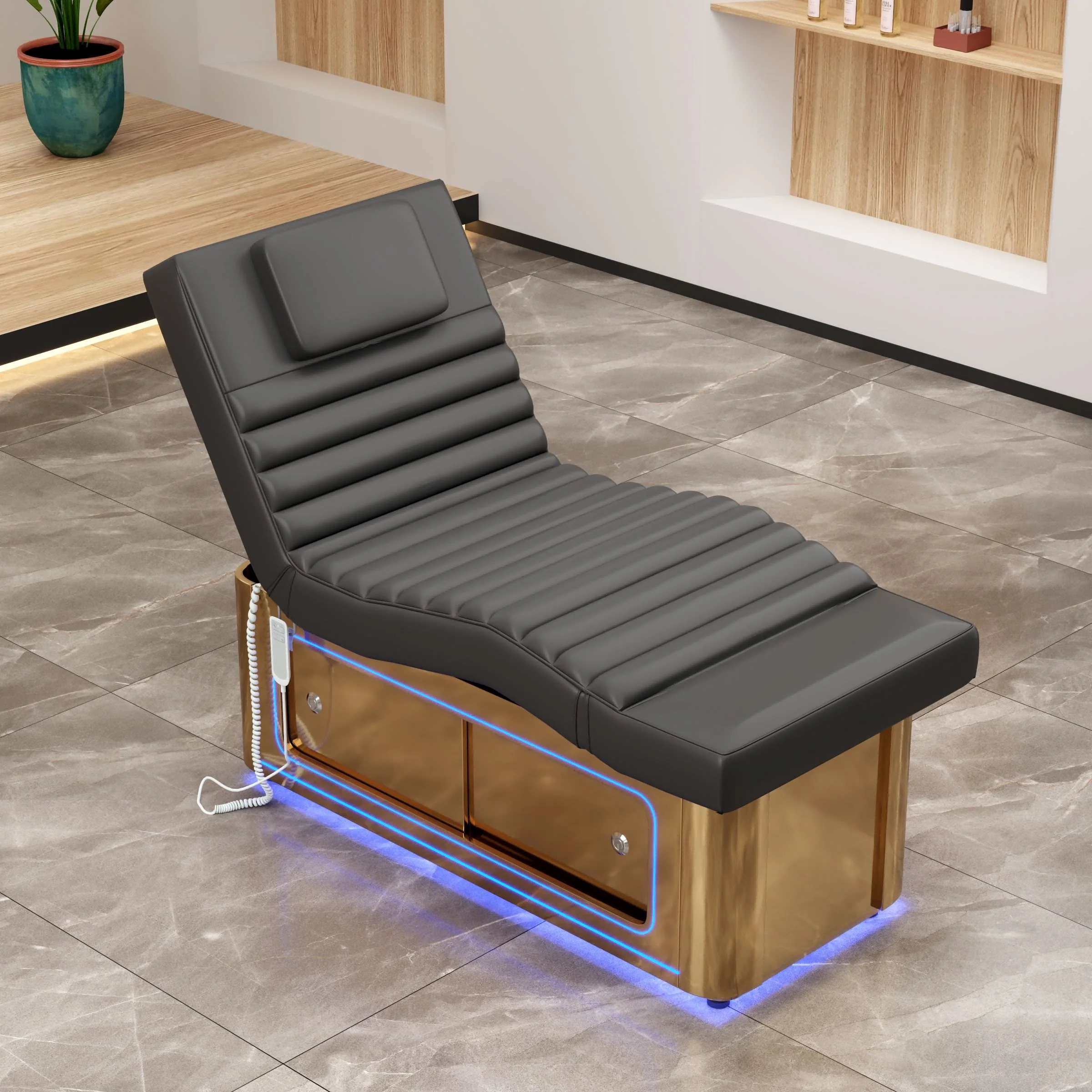 

Round Gold Base Metal Facial Spa Bed for Salon Beauty Eyelash Electric Portable Beauty Massage Beds for Sale