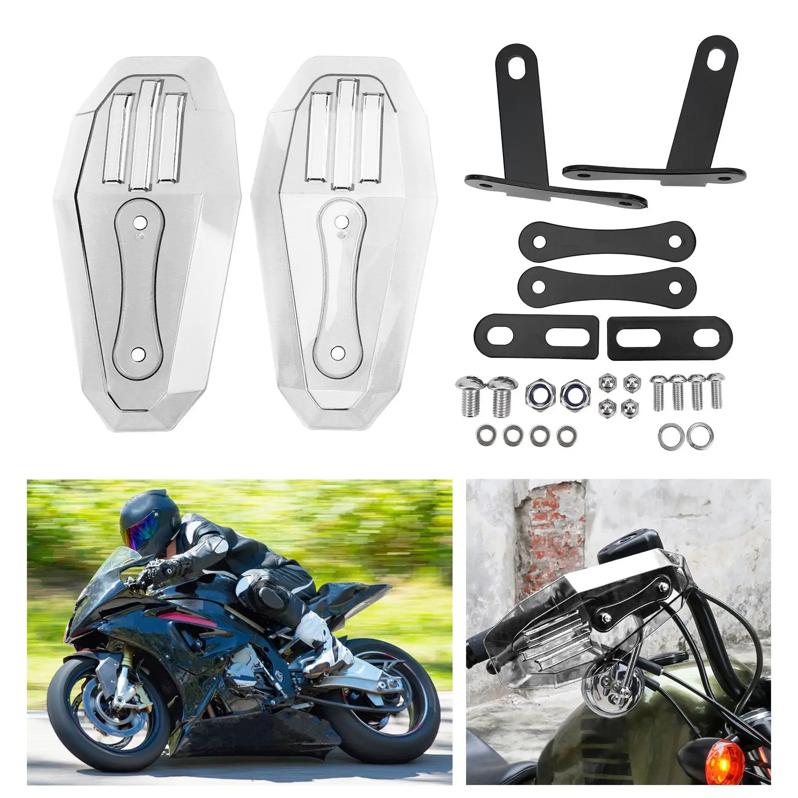 

2PCS Motorcycle Hand Guard Protective Universal Polycarbonate Motorbike AccessoryTransparent