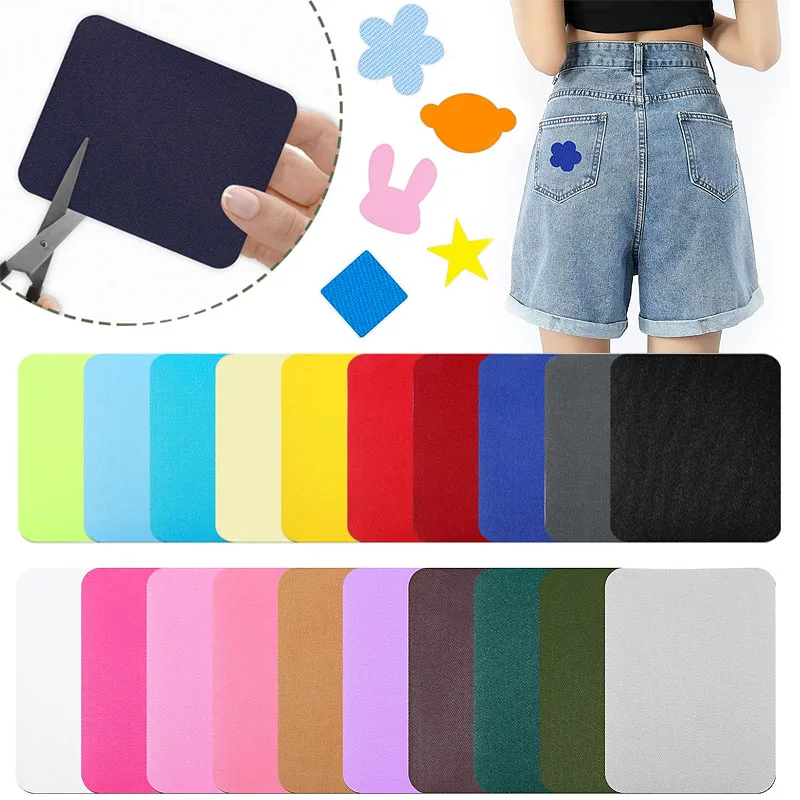 【セール中】4 個アイロン接着パッチ衣類修理マルチカラー生地パッチアイロン接着剤綿パッチ衣類ジーンズ修理装飾