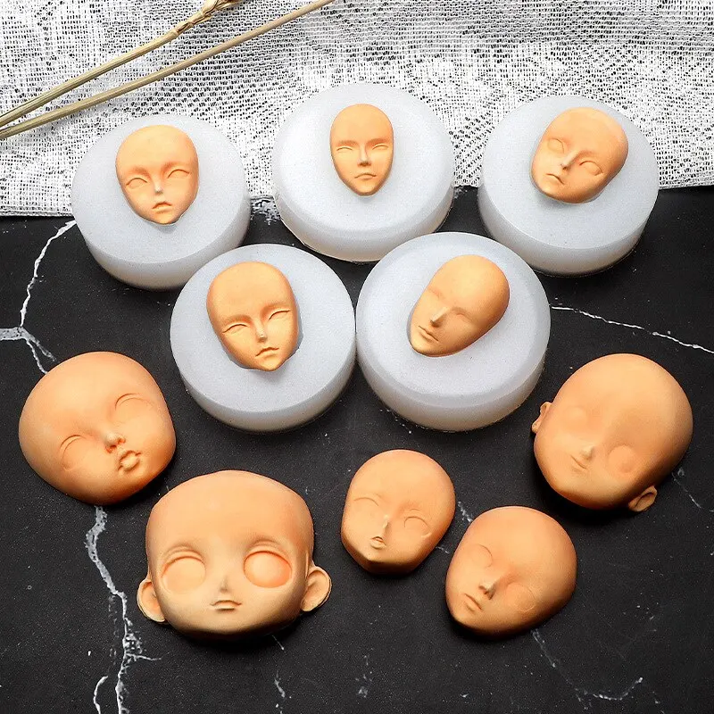 Face 3D Doll Epoxy Resin Mold Sugar Turning Silicone Mold Human Face Mask Mold