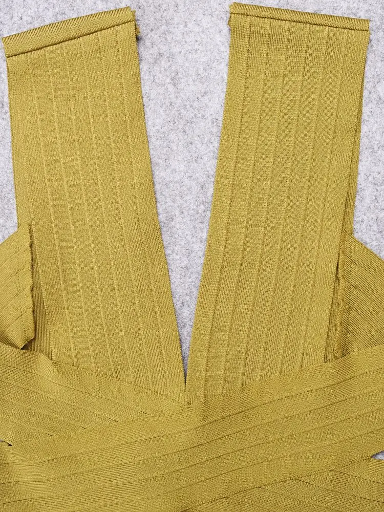 Vestido recortado calado para mujer, vestido Sexy con escote en V profundo sin mangas, ceñido al cuerpo para discoteca, vestido de fiesta blanco y verde con abertura lateral para celebridades