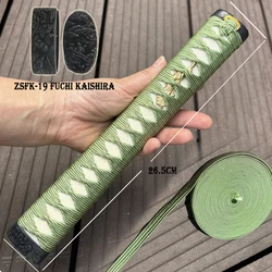 Light Green Silk Ito, Samurai Sword Tsuka,Real Same, Metal Fuchi Kashira,Wooden Handle Of Japanese Katana,Sword Accessories,26CM