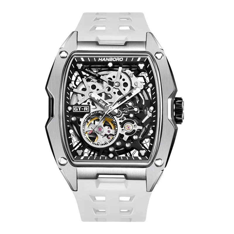 HANBORO GTR Series Men's Fully Automatic Mechanical Watch Luminous Waterproof Watch硅胶表带