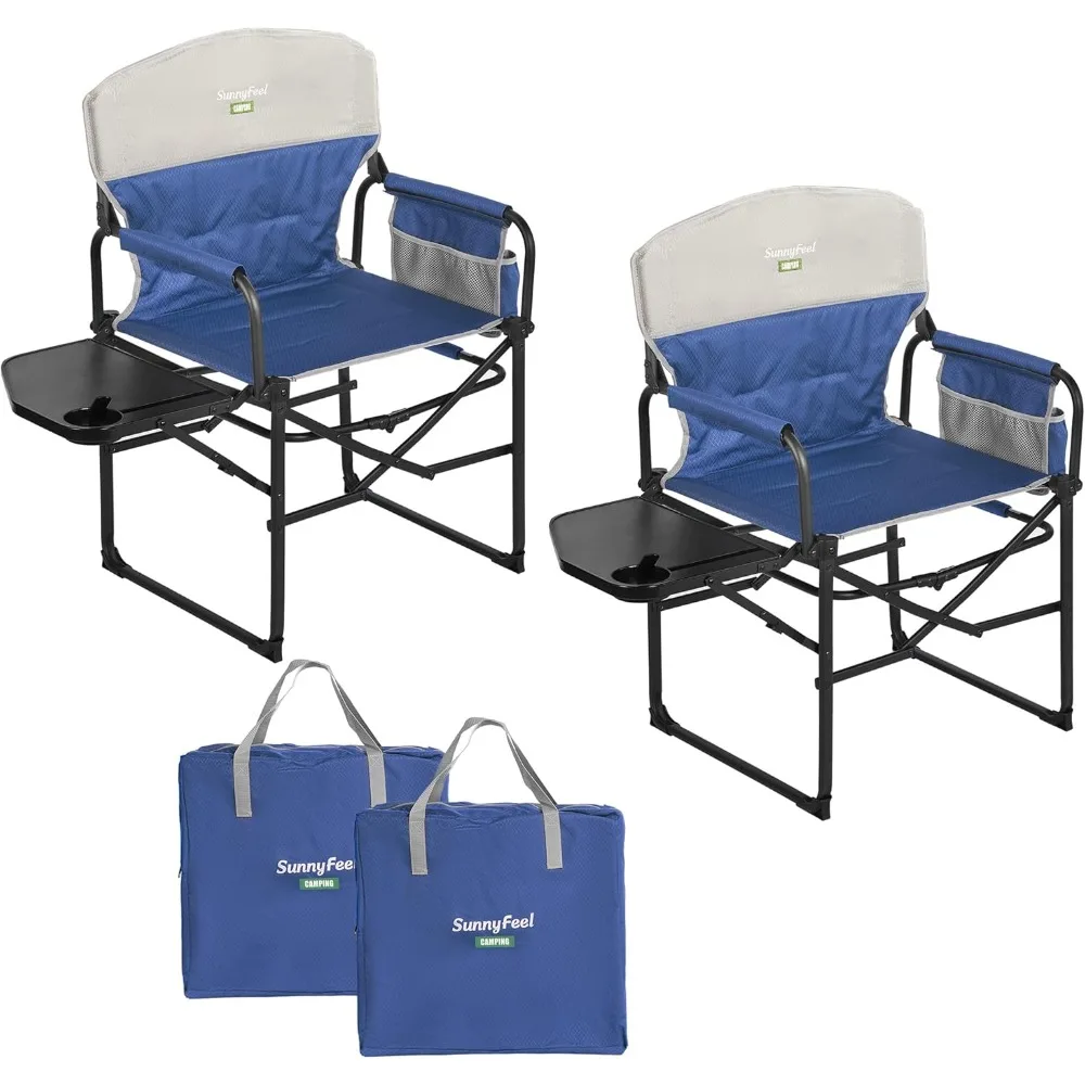 

Camping Directors Chair, Heavy Duty,Oversized Portable Folding Chair with Side Table, Pocket for Beach, Fishing,Trip,Picnic