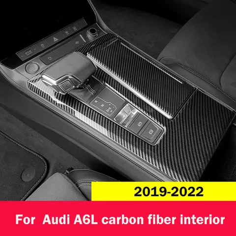 Audi A6 A7 C8 2019 2020 2021 2022 2023 ABS 탄소 섬유 기어 스틱 커버, 중앙 패널 자동차 인테리어 트림 업그레이드 액세서리