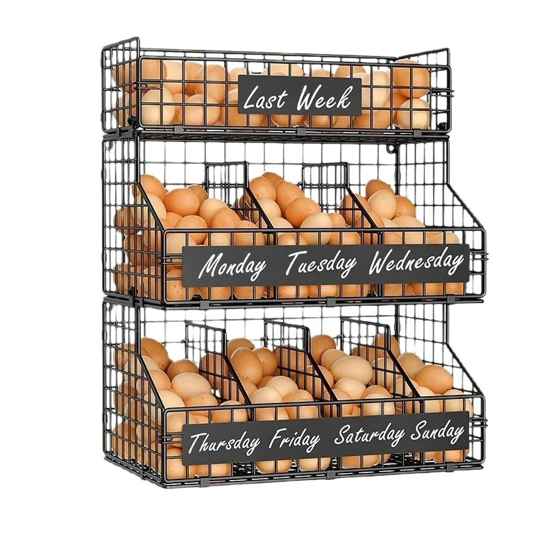 

Three layers of stackable lines with dividers and labels for separating eggs for collecting fresh egg baskets