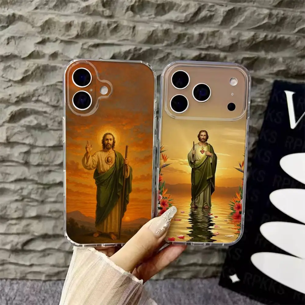 

San Judas Tadeo ART Phone Case Clear For iPhone 17 16 14 15 11 12 13 Pro Max 16E 15 16 Plus Air Soft Shockproof Silicone Cover