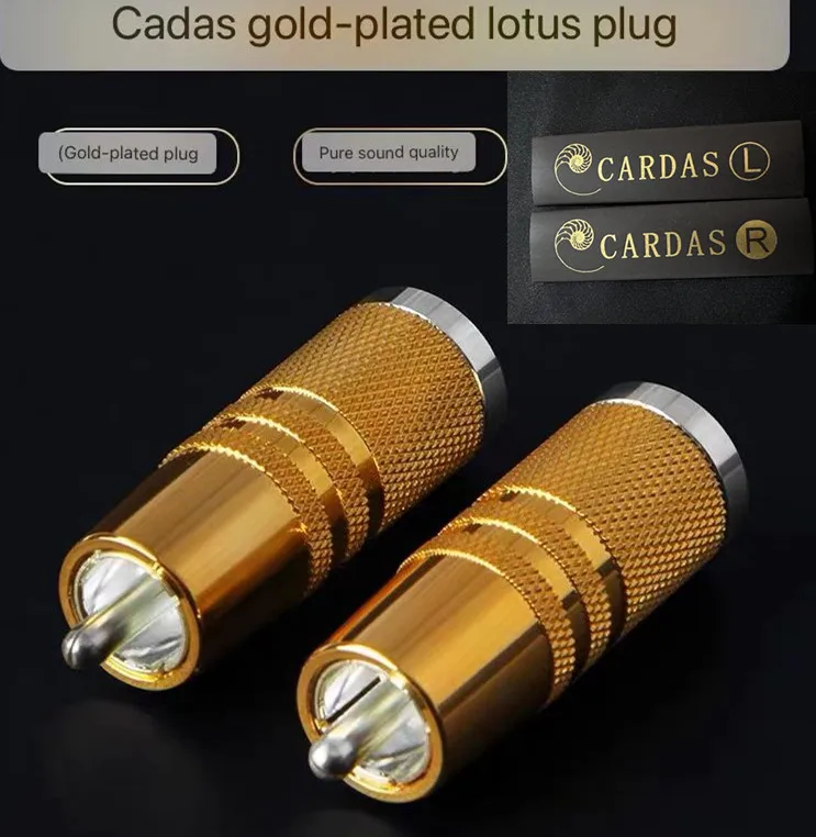 Cardas Gold-plated Lotus Plug Fever Audio HiFi Coaxial Audio Signal Line RCA Plug DIY Cable Terminal Send logo heat shrink tube