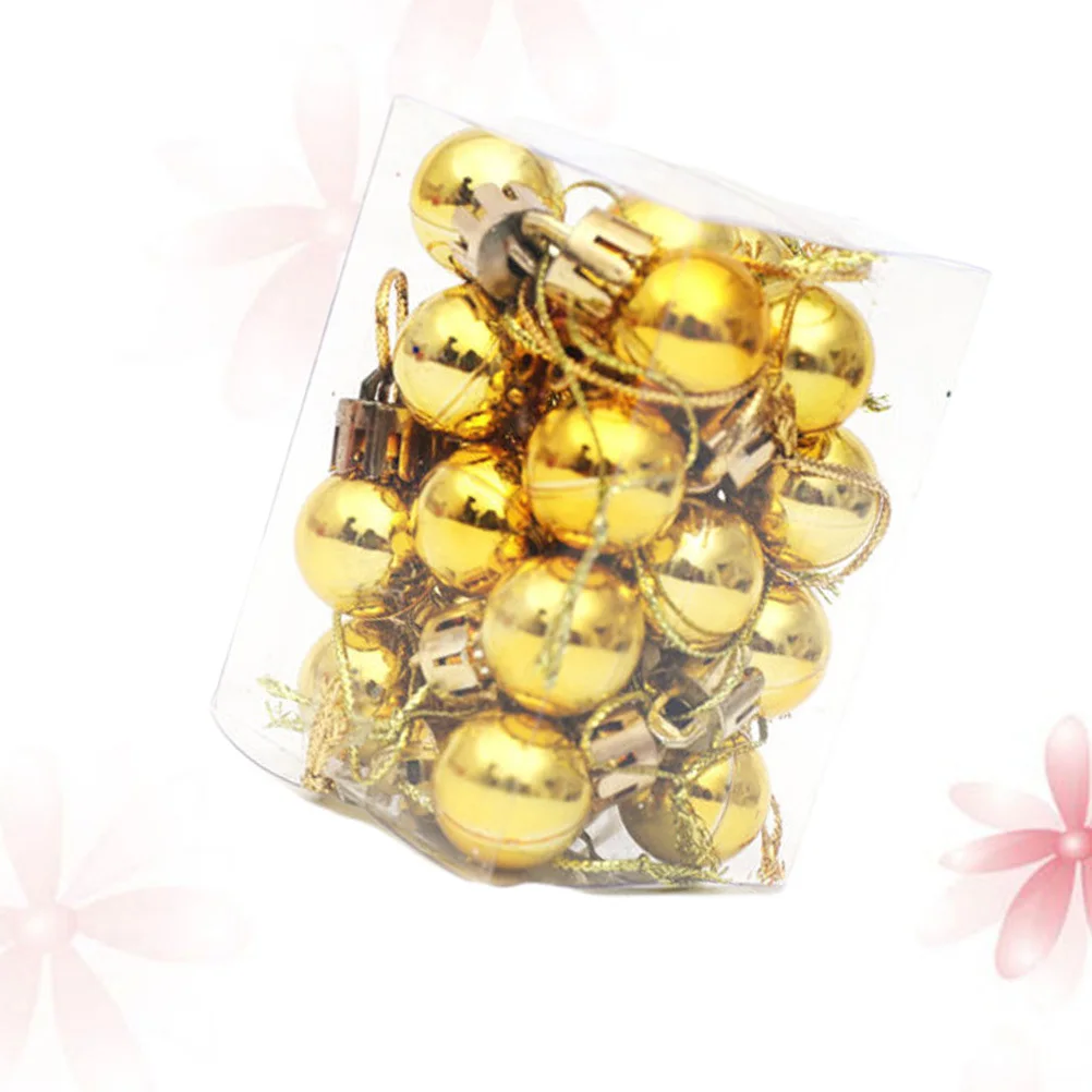 

24Pcs Golden Mini Ball Christmas Ornaments Creative Hanging Decor for Home Garden Patio Bar Xmas Tree Pendant Festival