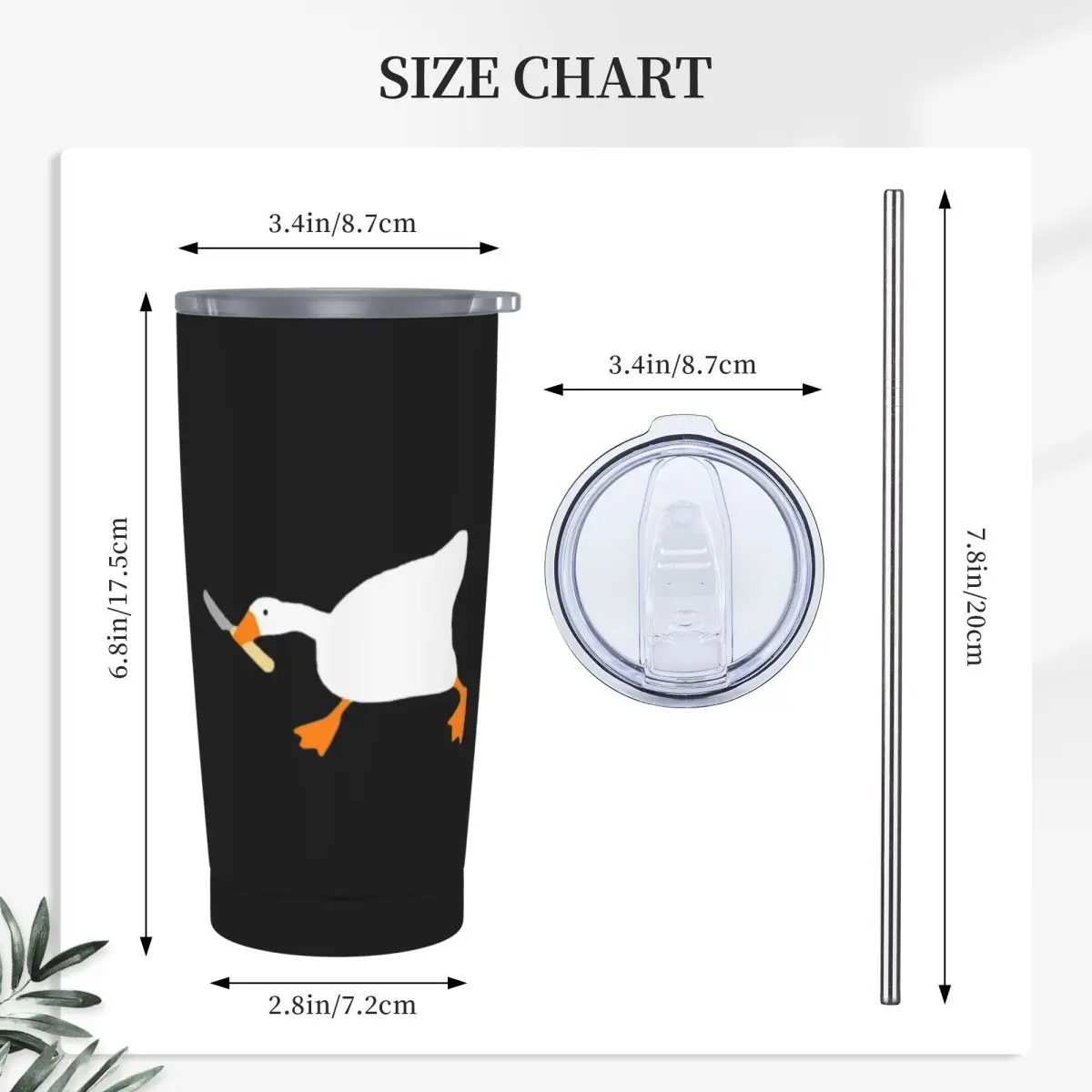 Goose With Knife - Peace Was Never An Option Stainless Steel Tumbler Vacuum Insulated Mug Thermal Cold Cups Straws With Lid 20oz