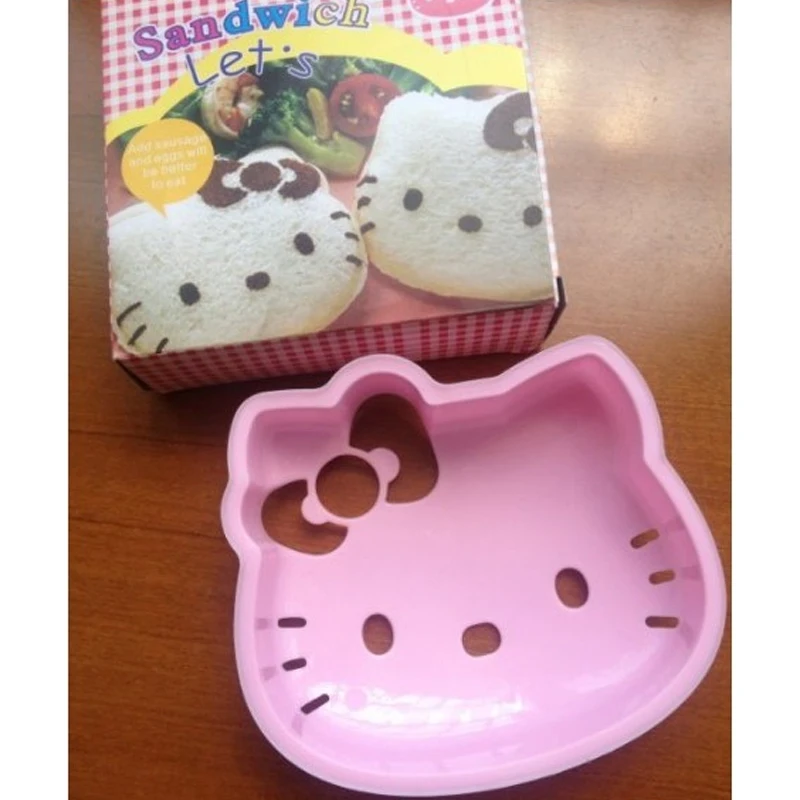 Kawaii Pink Hello Kitty Cake Mold Cartoon Cute Baking Tools Harajuku Cartoon Sandwich Mold Rice Ball Gift