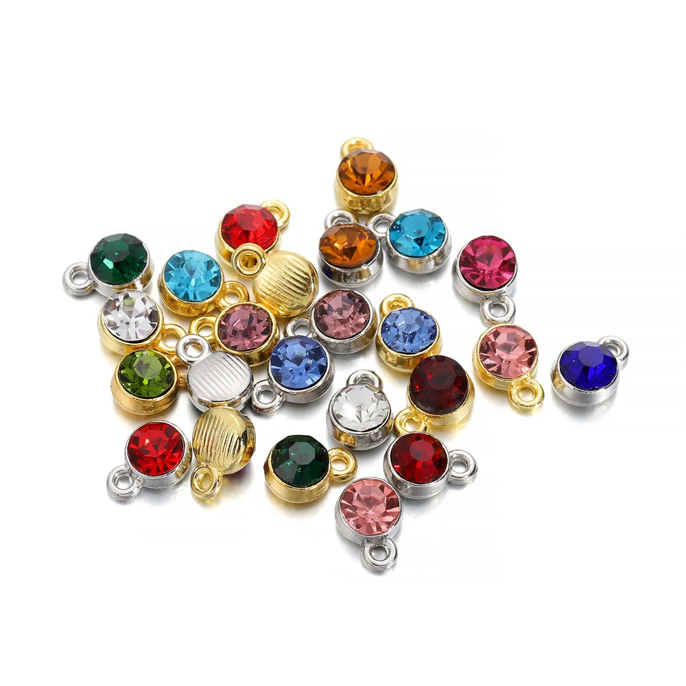 20 teile/los bunte Kristall Geburts stein baumeln Charms Halskette Armband Ohrring Schlüssel bund Anhänger für DIY Schmuck zubehör