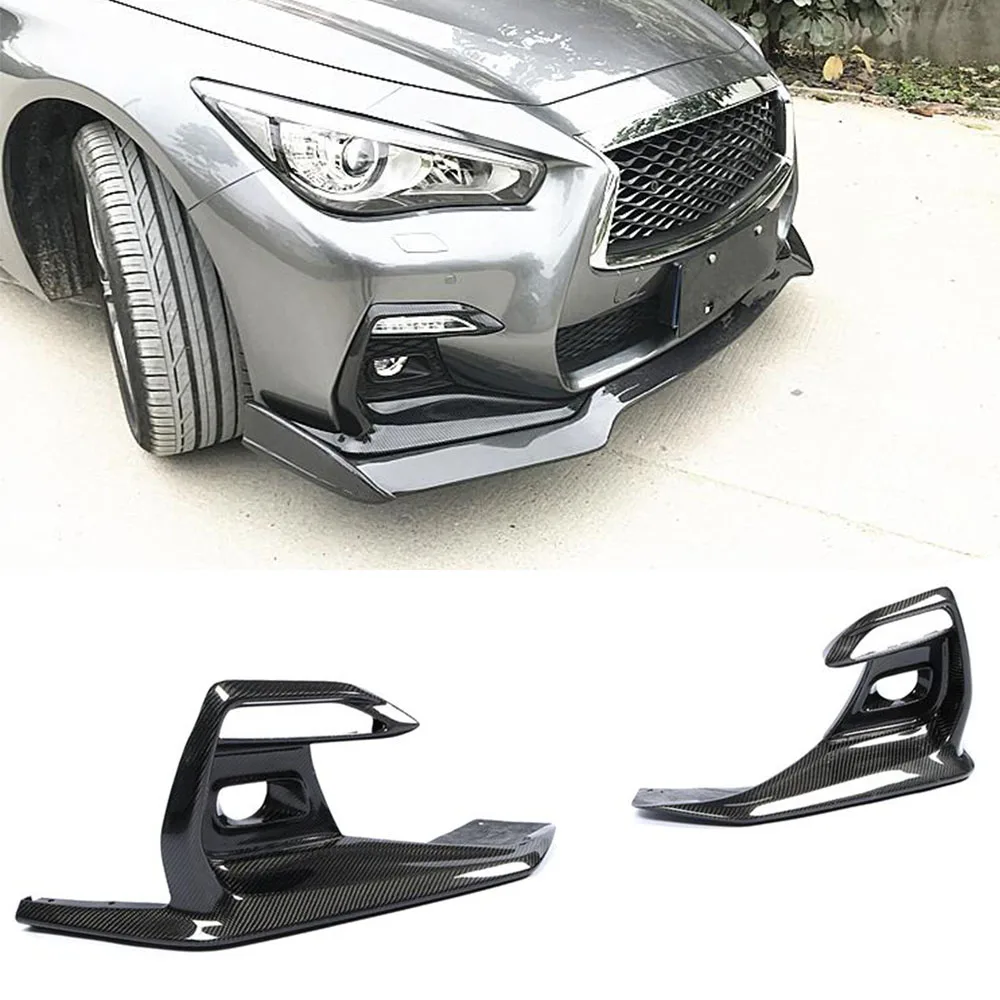 Q50 Car Front Bumper Fog Light Lamp Cover Trims For Infiniti Q50 Sport 2018 2019 Carbon Fiber