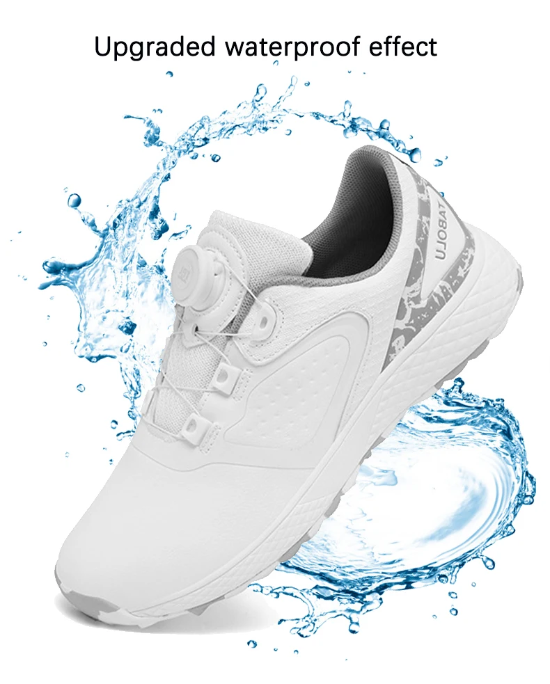 Weiße Golfschuhe für Herren und Damen, wasserdichte Golf-Turnschuhe, rutschfeste Golf-Turnschuhe ohne Spikes, Leder, Outdoor-Sport, Leder-Golfschuhe – Detail 2