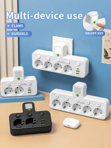 EU Plug Outlet 5 Sockets   Electrical Socket No Extension Cord With or without it  USB  Type-C Ports Two specifications